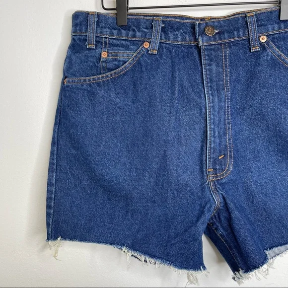 Levi's ORANGE TAB 517 Vintage Jeans Denim Cutoff Mom Shorts High Waist Size 38 - Picture 4 of 16